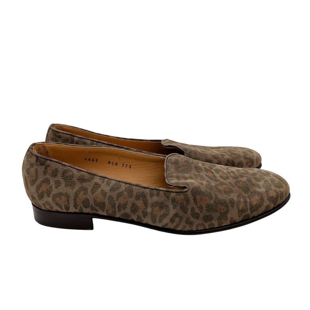 Gravati $675 Womens Leopard Print Suede Loafers Handmade Italy Brown 4663 8.5M‎